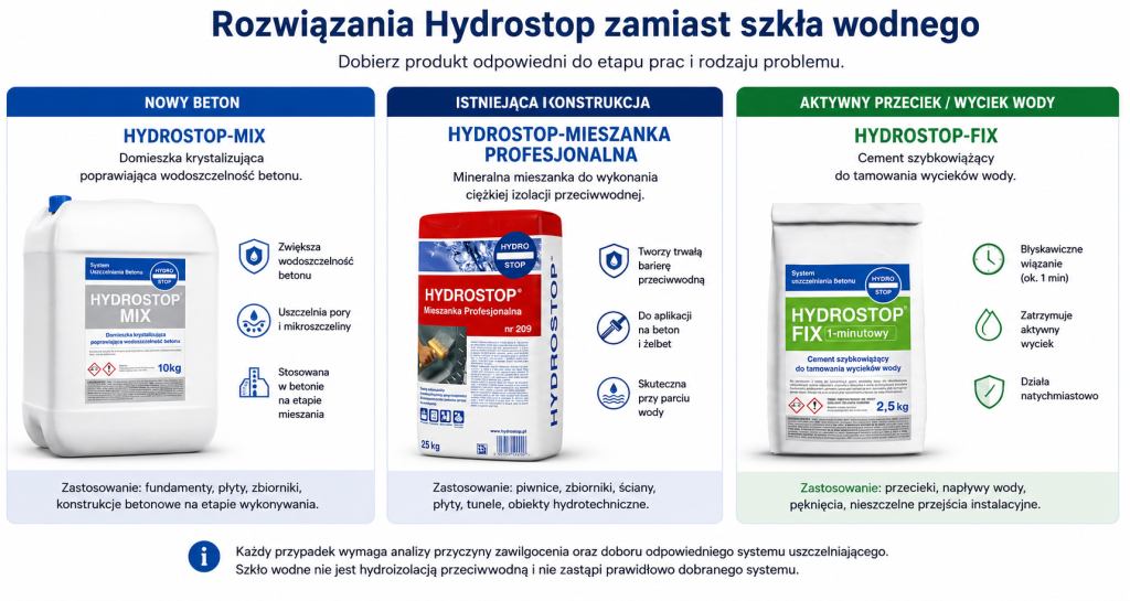 Ile szkła wodnego na worek cementu - systemy izolacyjne | Hydrostop - Izolacje na zawsze 4 alternatywy dla szkla wodnego hydrostop 1